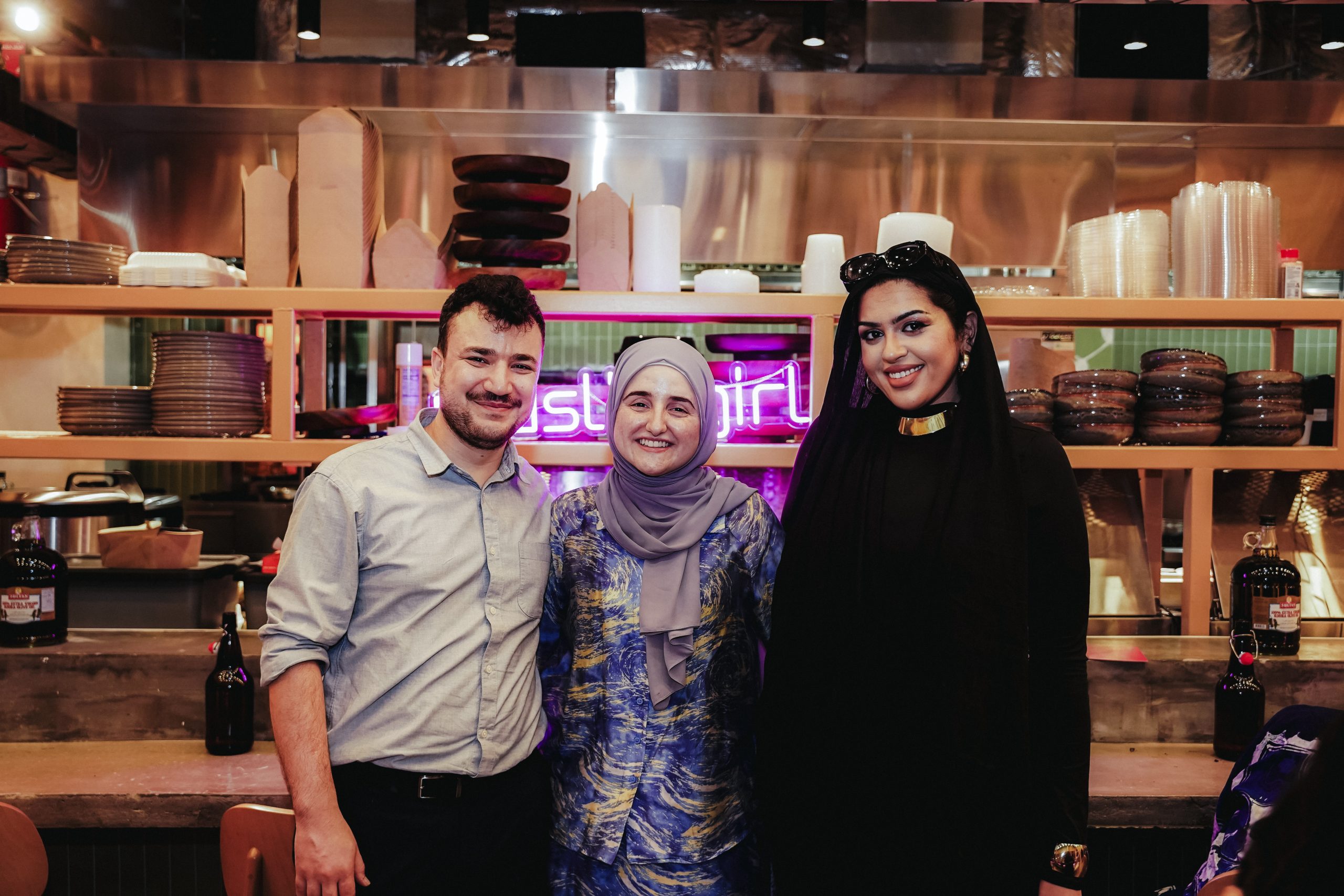 Nerdeen Kiswani, Leqaa Kordia, and Mahmoud Khalil at One Table